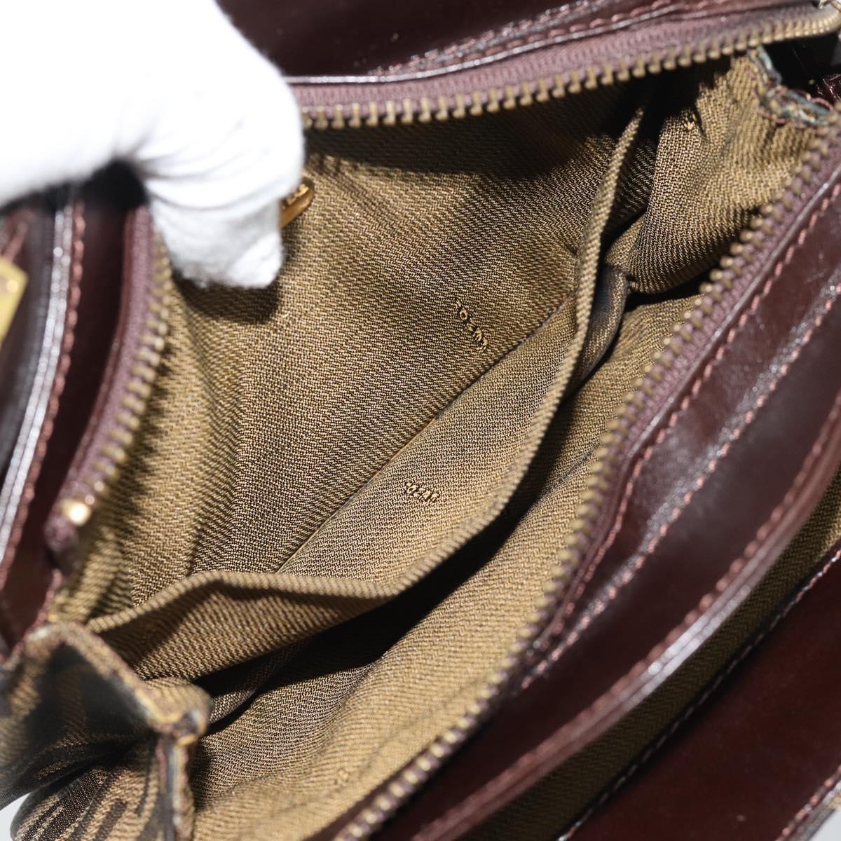 FENDI Zucca Canvas Hand Bag Brown Gold Tone Auth 194558V