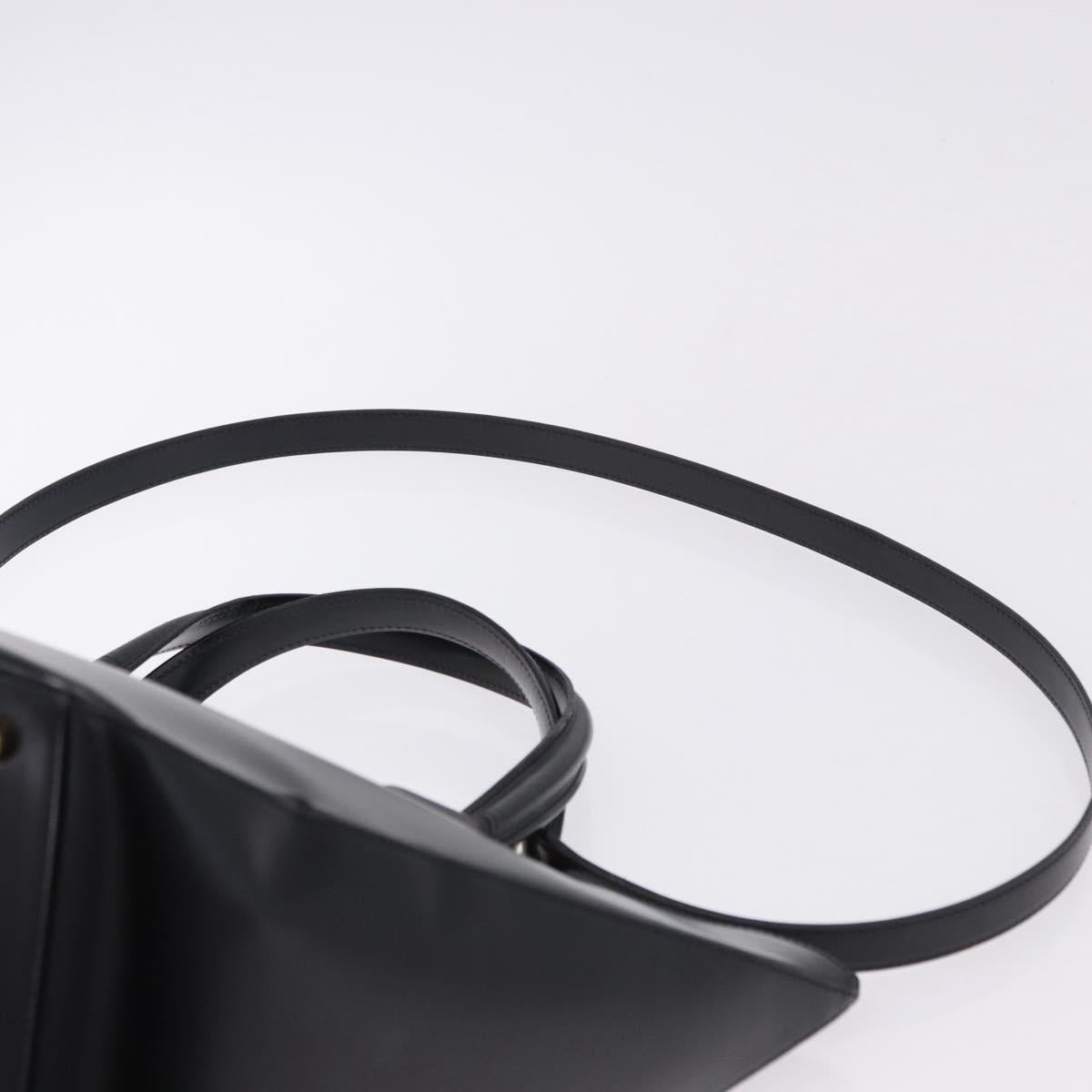 CARTIER PANTHERE Hand Bag Leather 2way Black Gold Auth 194562V