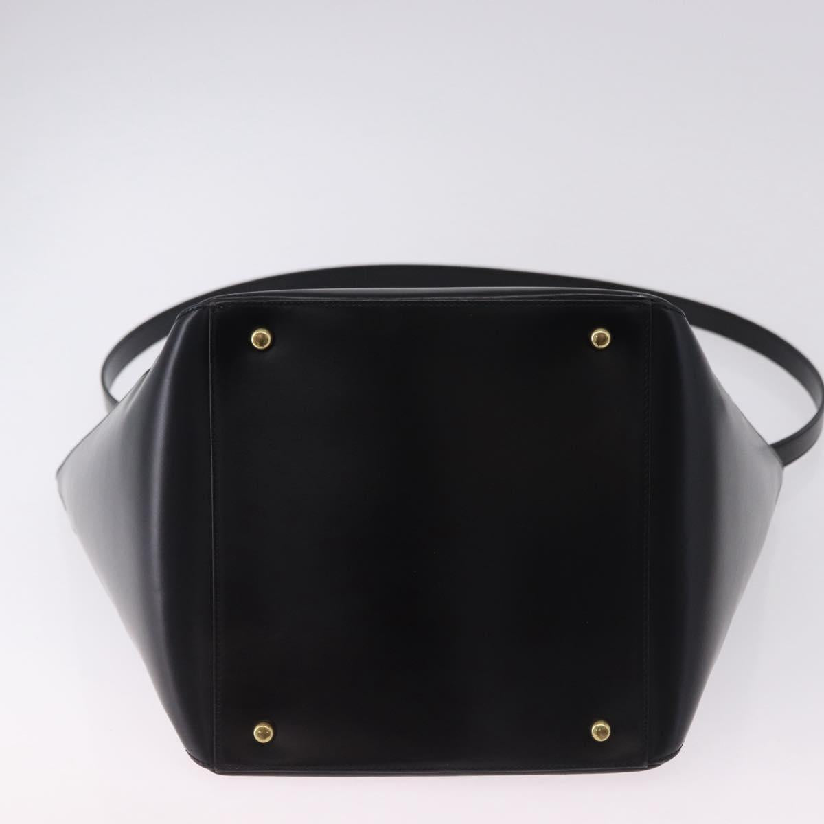 CARTIER PANTHERE Hand Bag Leather 2way Black Gold Auth 194562V