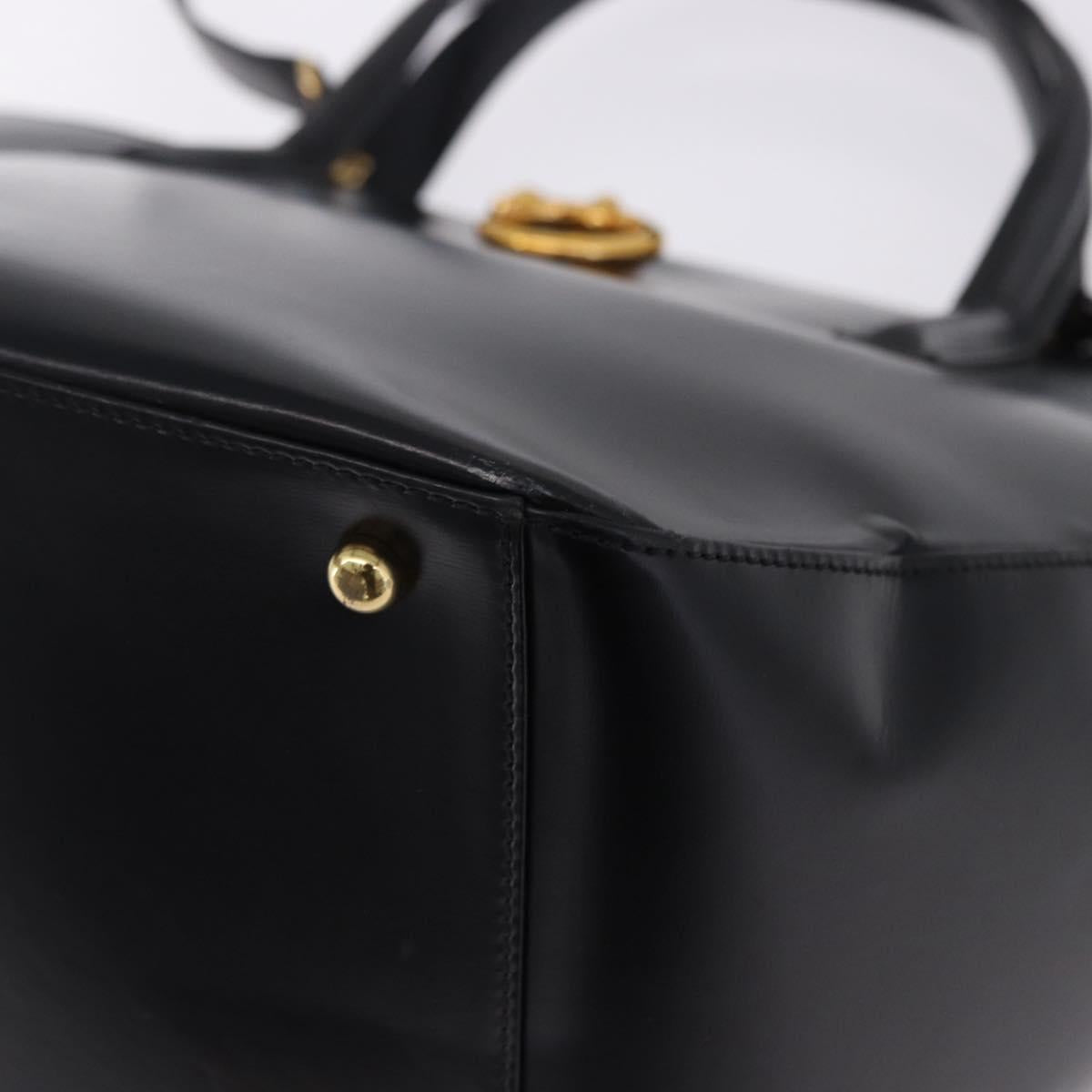 CARTIER PANTHERE Hand Bag Leather 2way Black Gold Auth 194562V