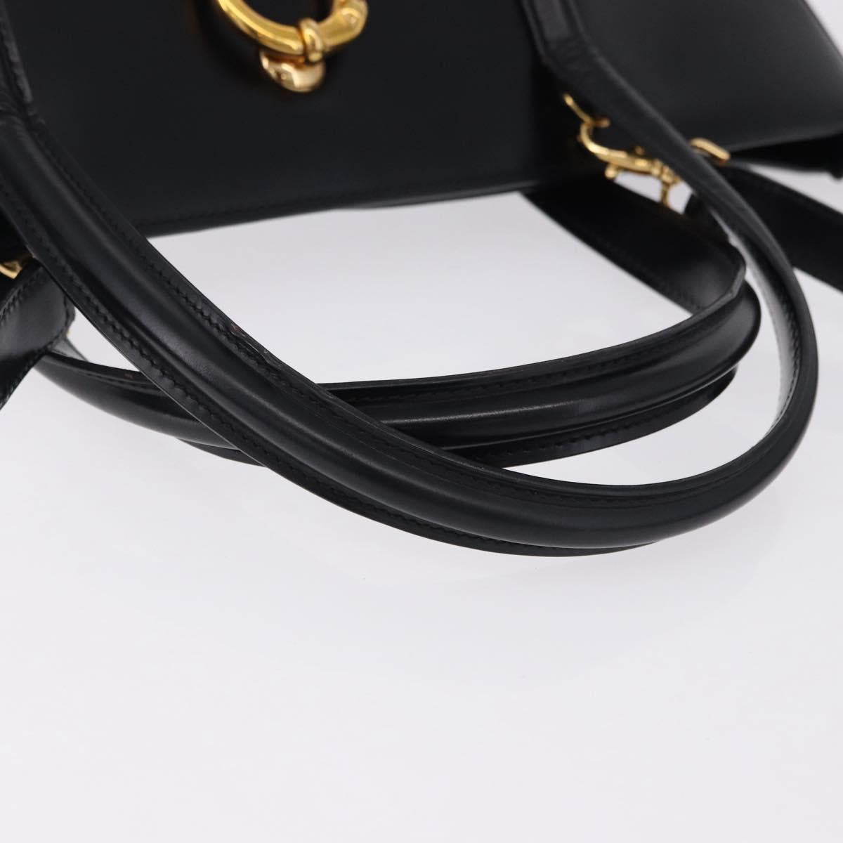 CARTIER PANTHERE Hand Bag Leather 2way Black Gold Auth 194562V