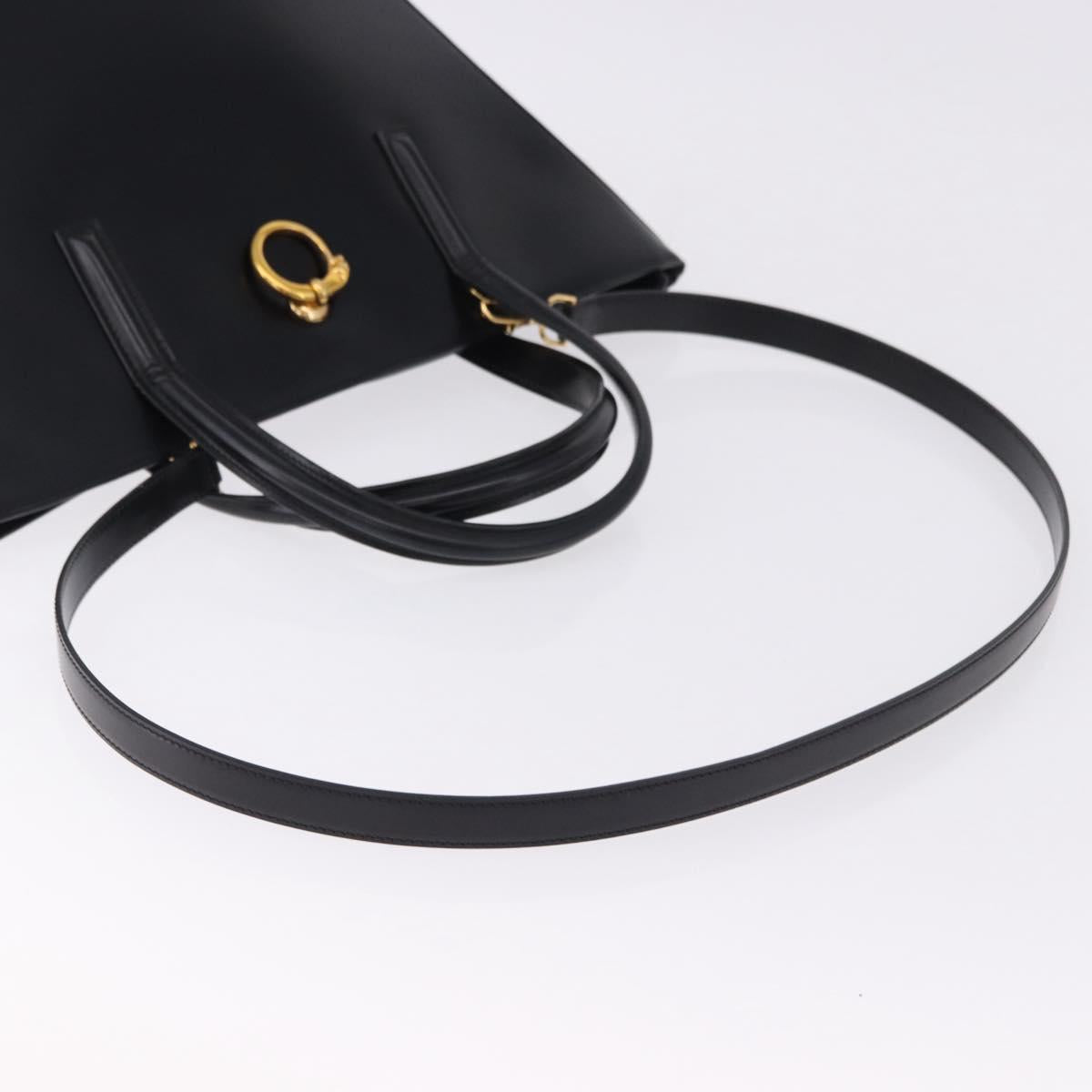 CARTIER PANTHERE Hand Bag Leather 2way Black Gold Auth 194562V
