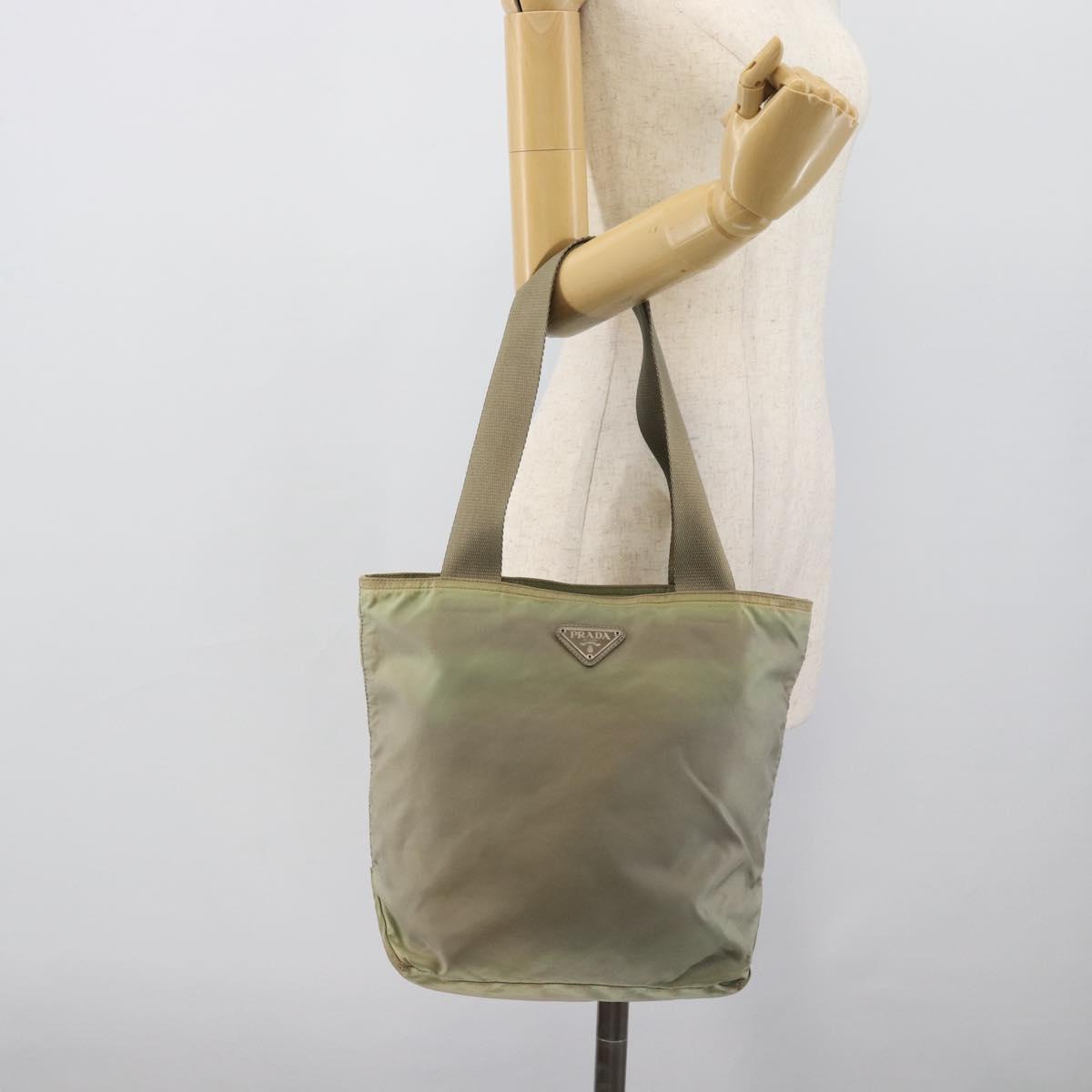 PRADA Tote Bag Nylon Green Auth 194568
