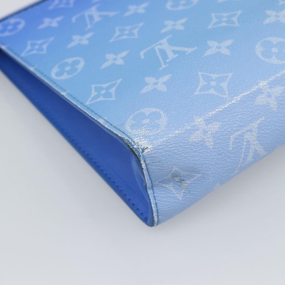 LOUIS VUITTON Monogram Crows Pochette Voyage Bag Blue White M45480 Auth 194569A