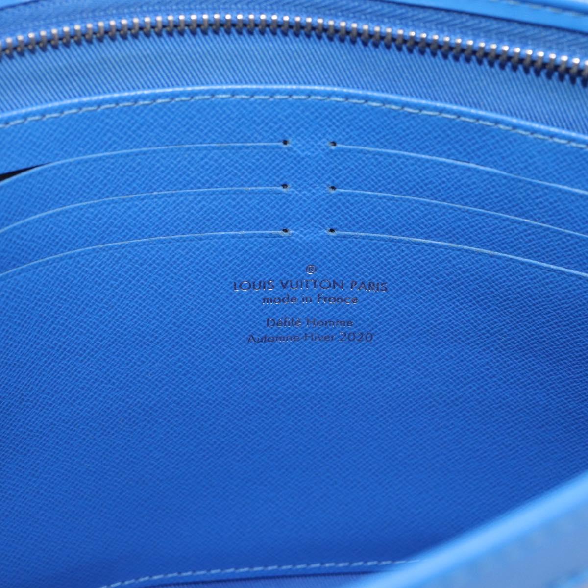 LOUIS VUITTON Monogram Crows Pochette Voyage Bag Blue White M45480 Auth 194569A