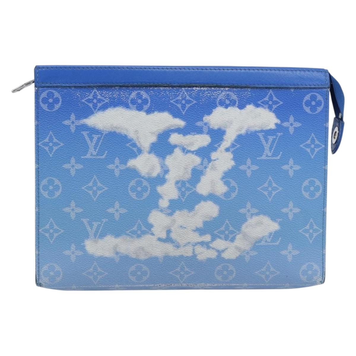 LOUIS VUITTON Monogram Crows Pochette Voyage Bag Blue White M45480 Auth 194569A
