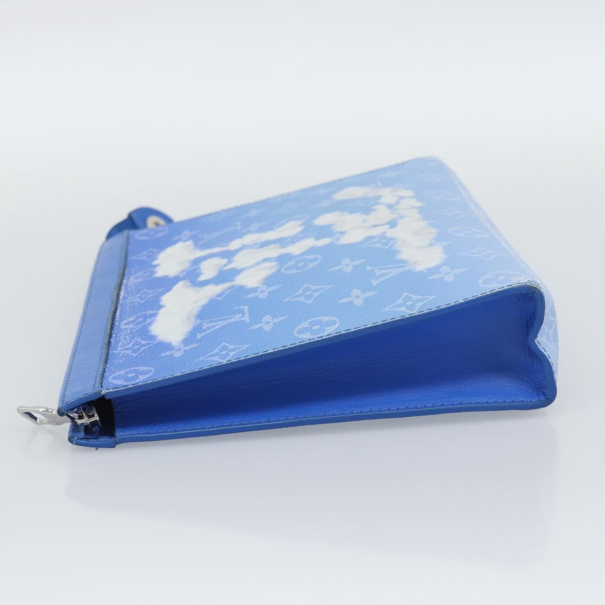 LOUIS VUITTON Monogram Crows Pochette Voyage Bag Blue White M45480 Auth 194569A