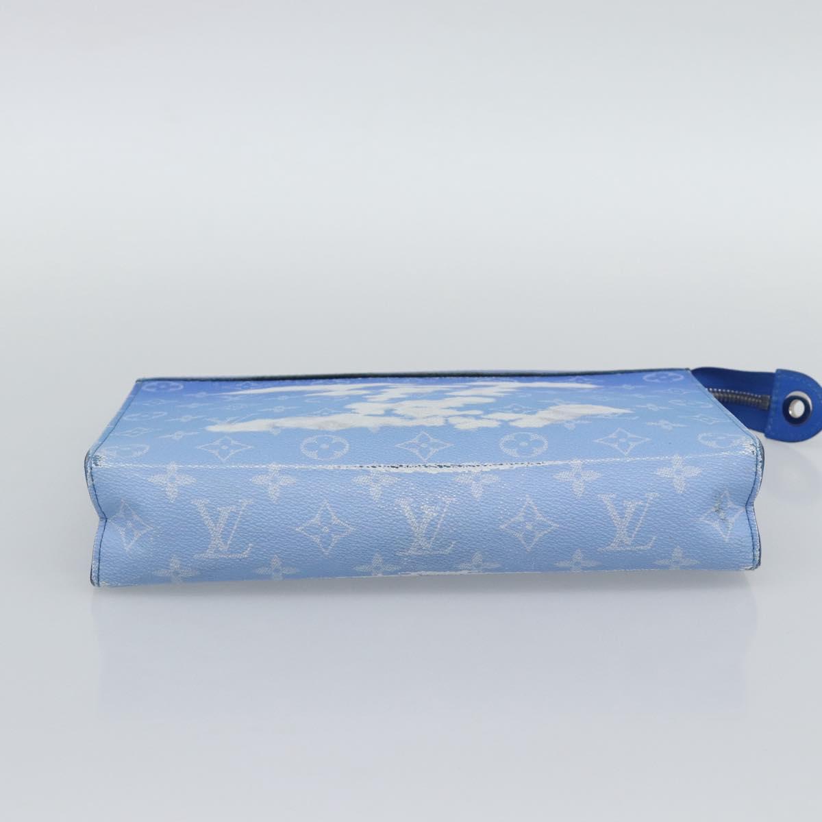 LOUIS VUITTON Monogram Crows Pochette Voyage Bag Blue White M45480 Auth 194569A
