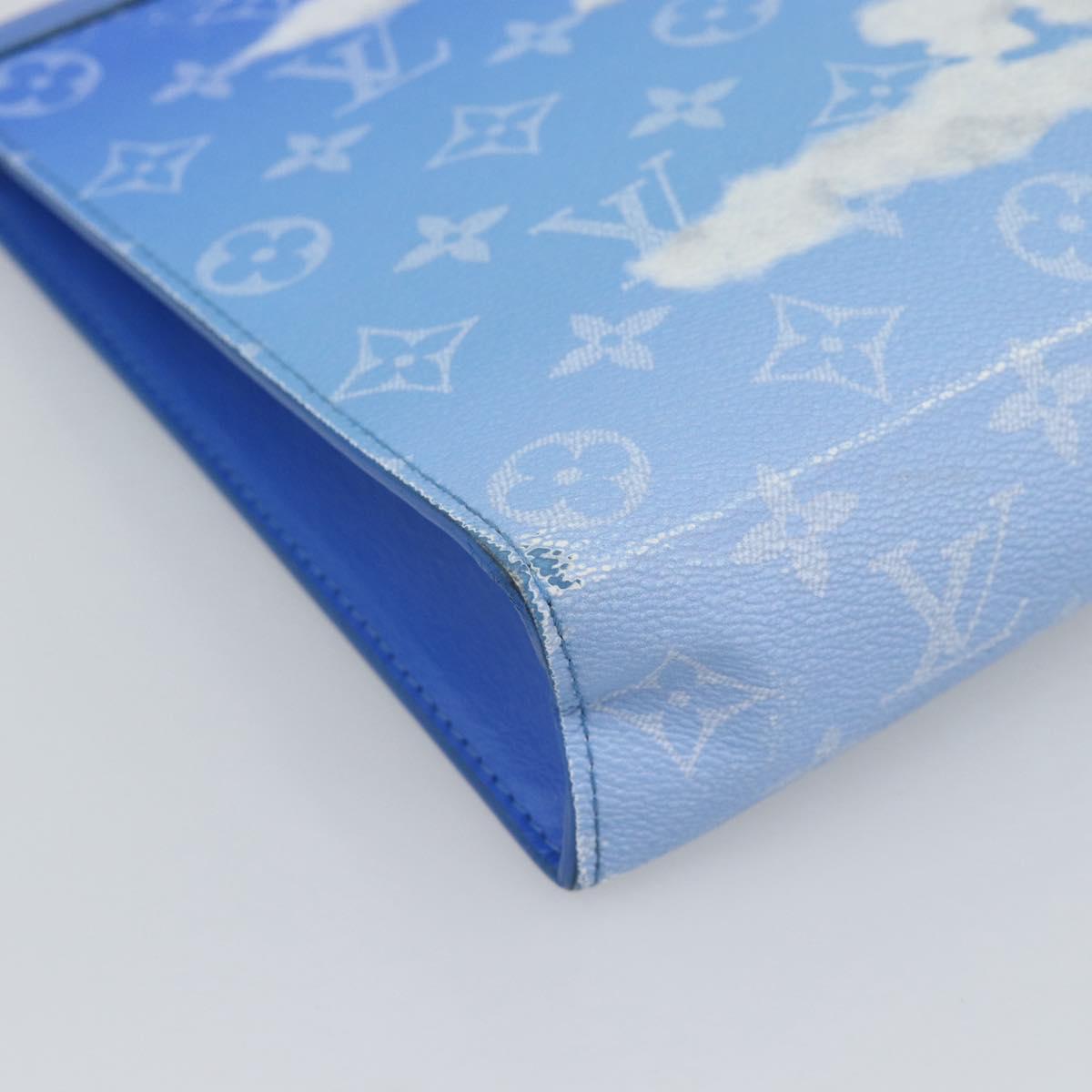 LOUIS VUITTON Monogram Crows Pochette Voyage Bag Blue White M45480 Auth 194569A
