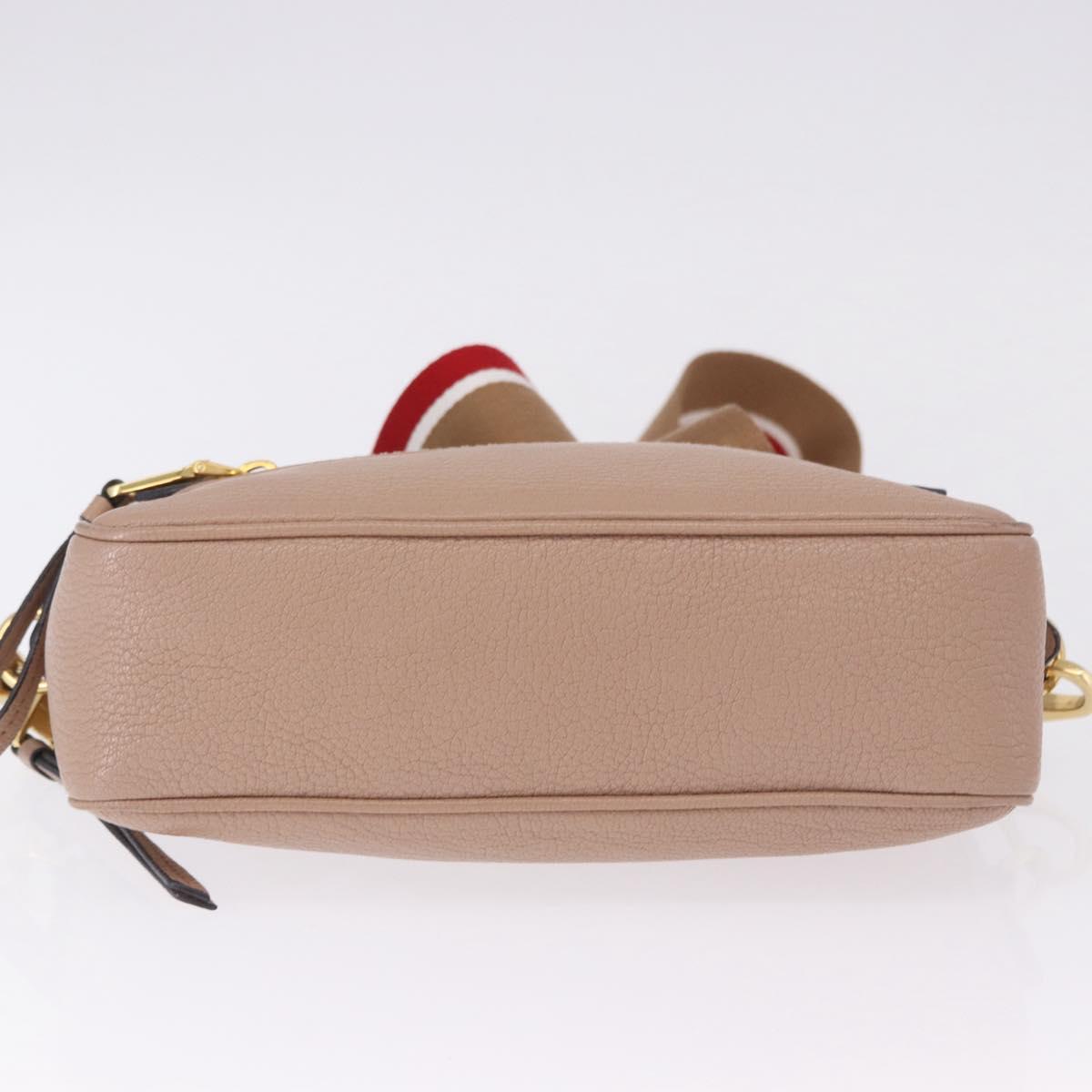 Miu Miu Shoulder Bag Leather Beige Gold Auth 194575V