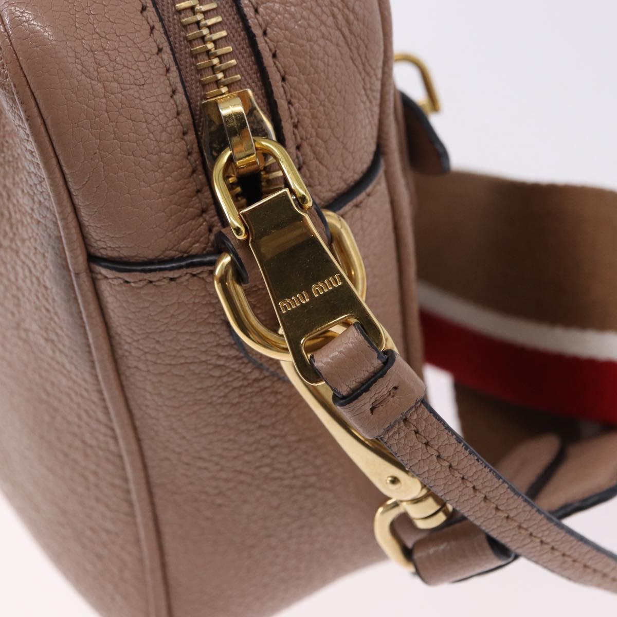 Miu Miu Shoulder Bag Leather Beige Gold Auth 194575V