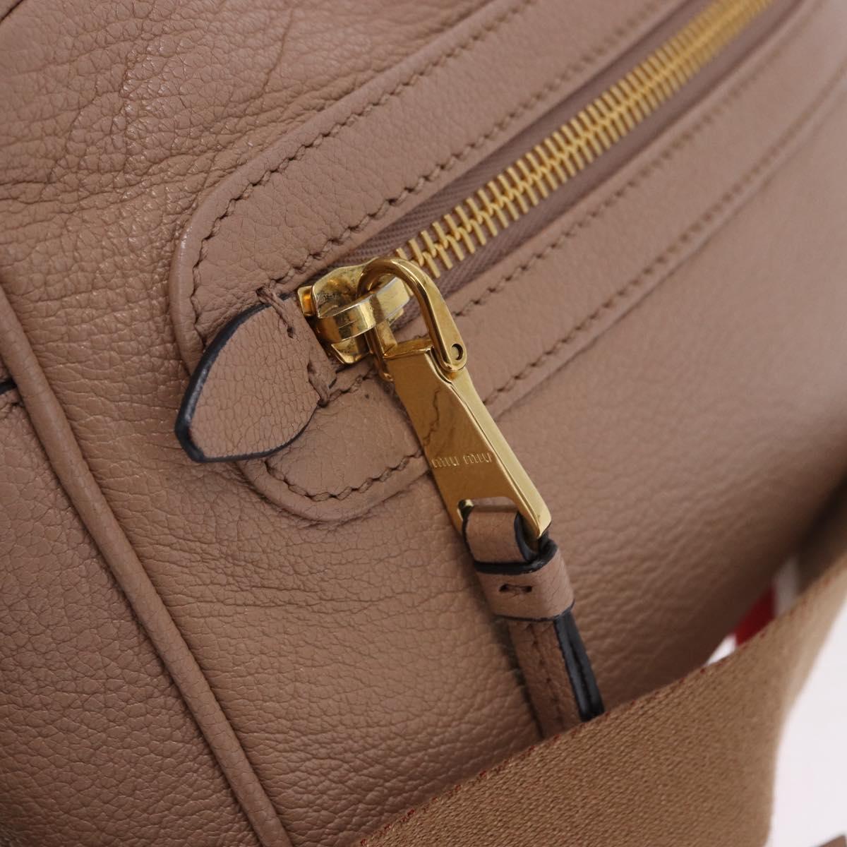 Miu Miu Shoulder Bag Leather Beige Gold Auth 194575V