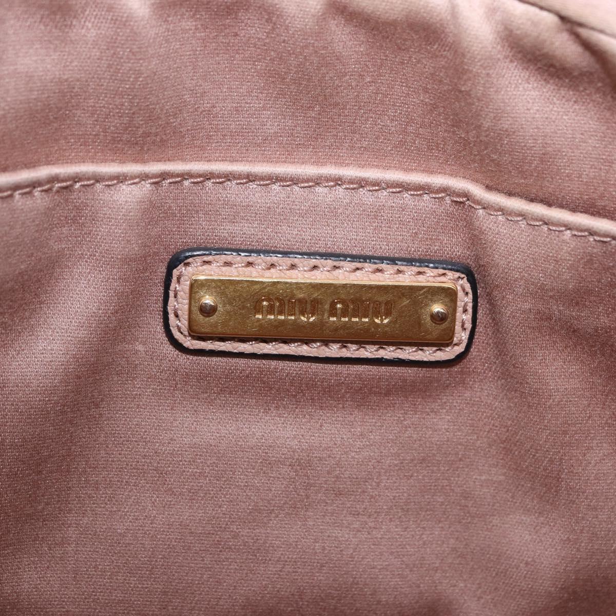 Miu Miu Shoulder Bag Leather Beige Gold Auth 194575V