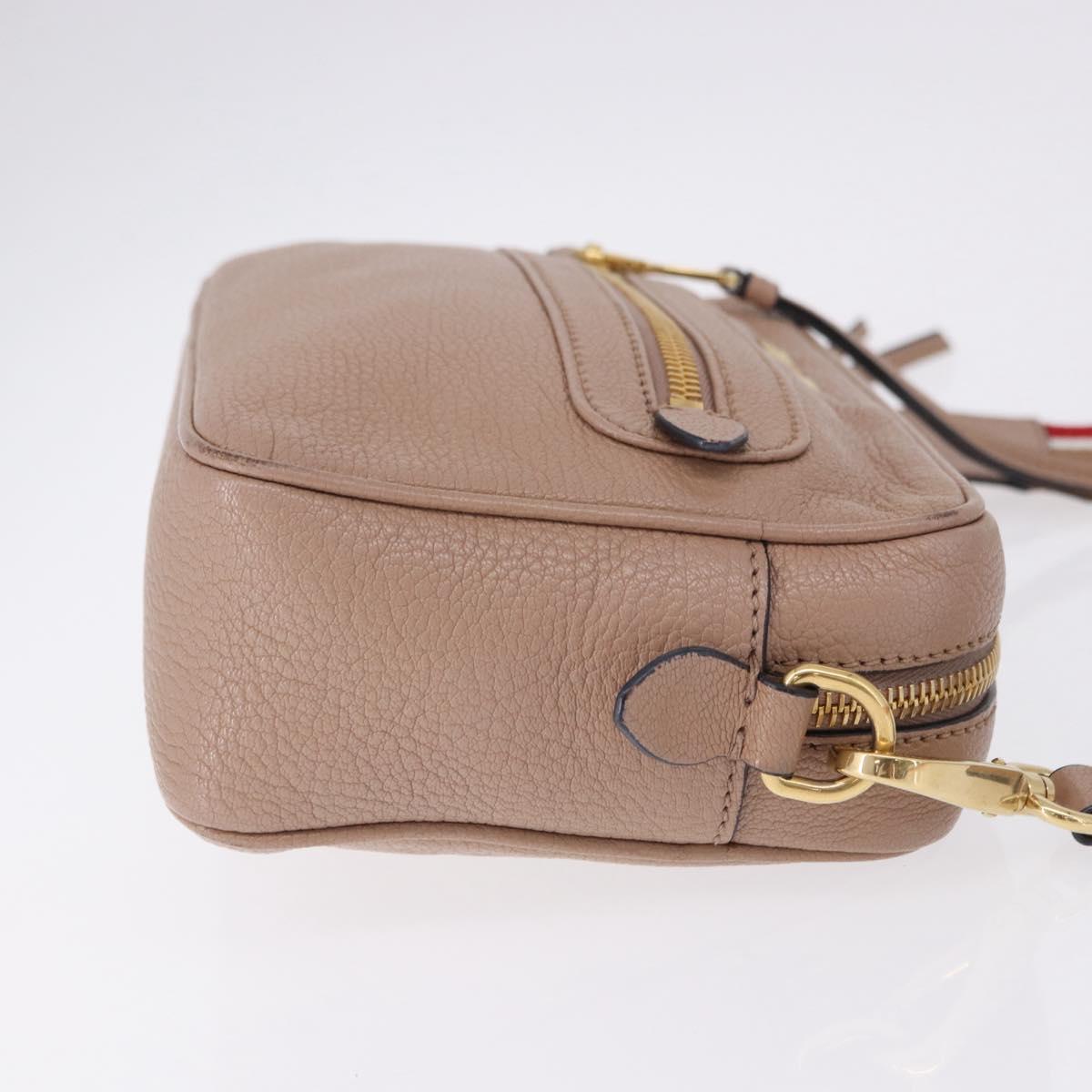 Miu Miu Shoulder Bag Leather Beige Gold Auth 194575V
