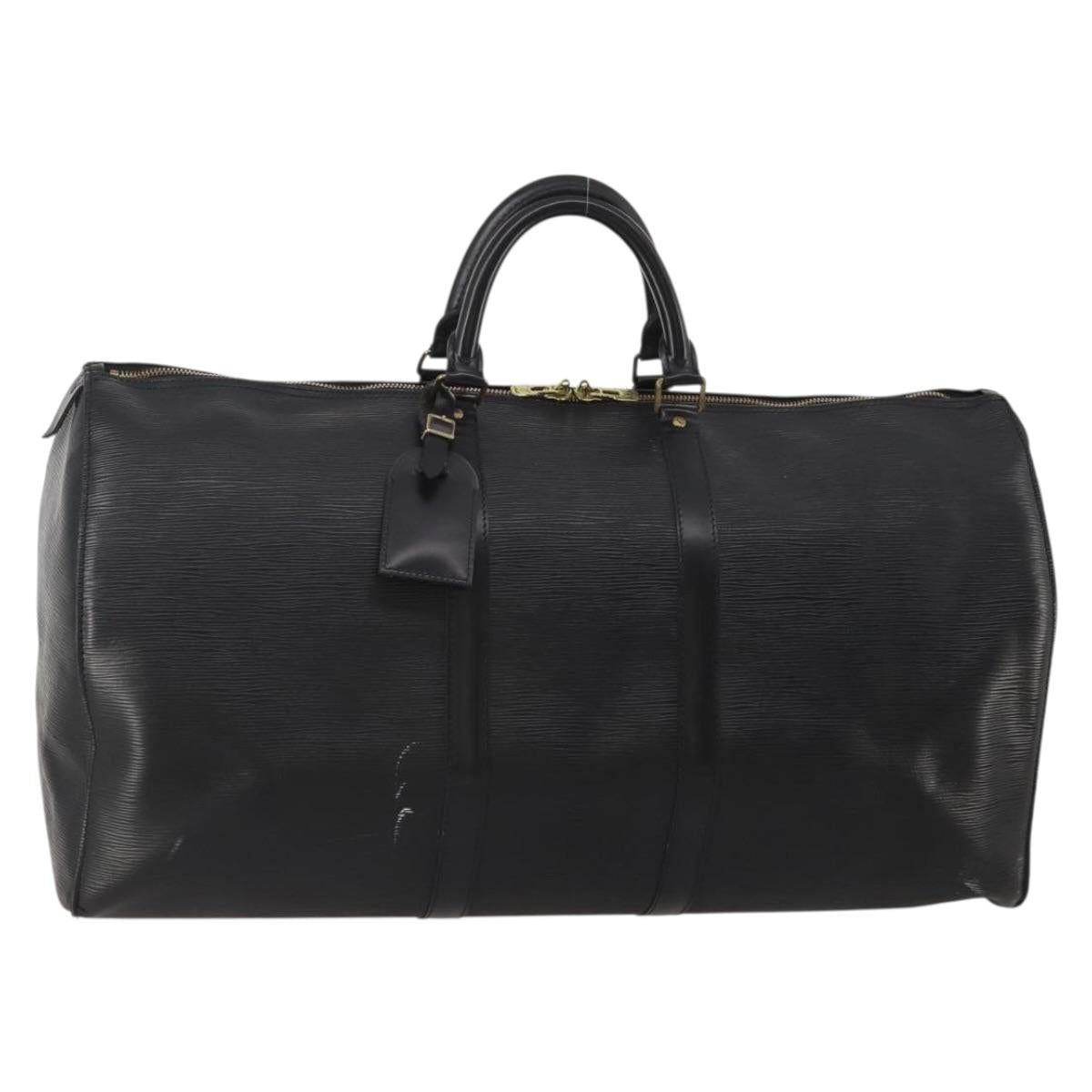 LOUIS VUITTON Epi Keepall 55 Boston Bag Noir Black M42952 LV Auth 194576