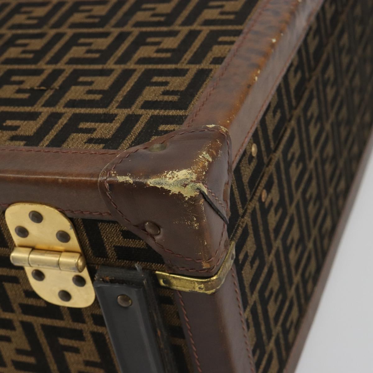 FENDI Zucca Canvas Trunk Black Brown Auth 194577A