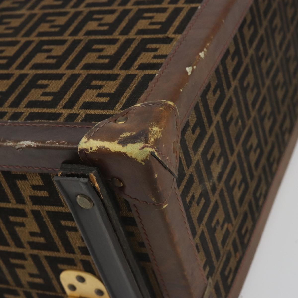 FENDI Zucca Canvas Trunk Black Brown Auth 194577A