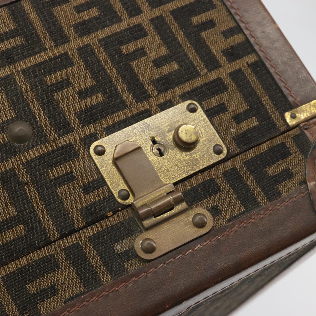 FENDI Zucca Canvas Trunk Black Brown Auth 194577A