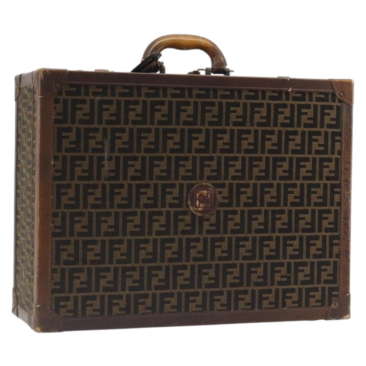 FENDI Zucca Canvas Trunk Black Brown Auth 194577A