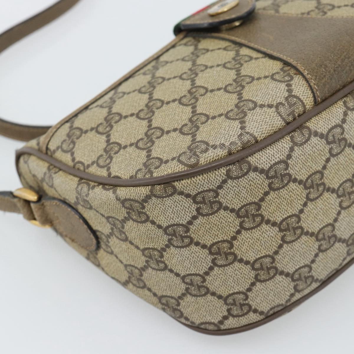 GUCCI GG Supreme Web Sherry Line Bag PVC Beige Gold 14 02 032 Auth 194578