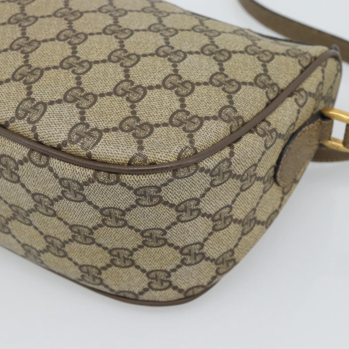 GUCCI GG Supreme Web Sherry Line Bag PVC Beige Gold 14 02 032 Auth 194578