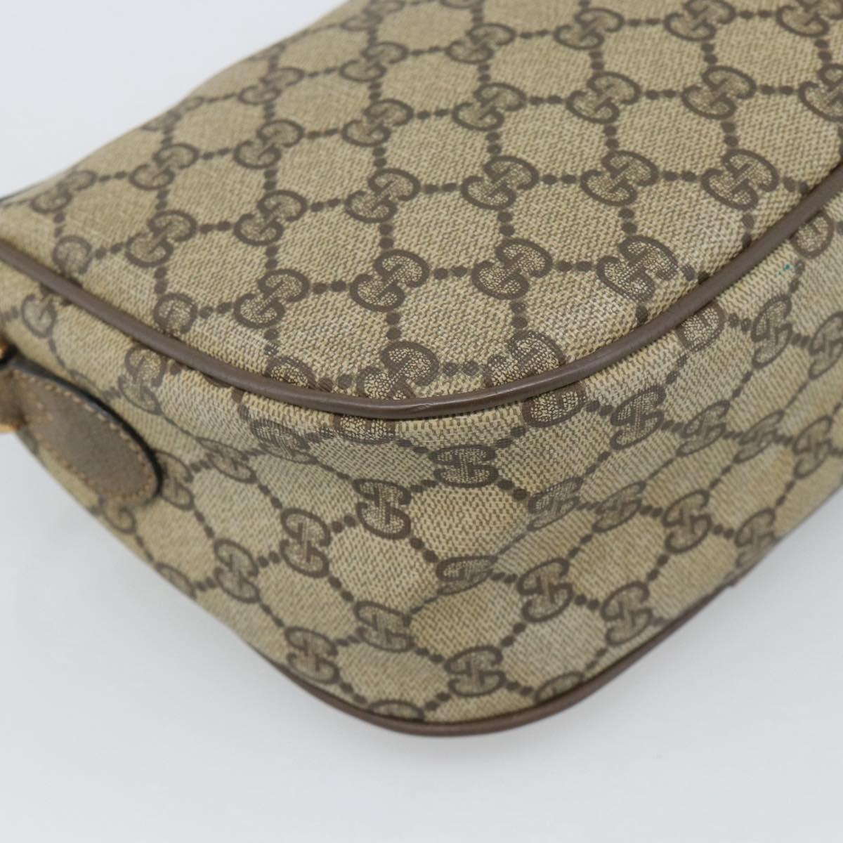 GUCCI GG Supreme Web Sherry Line Bag PVC Beige Gold 14 02 032 Auth 194578