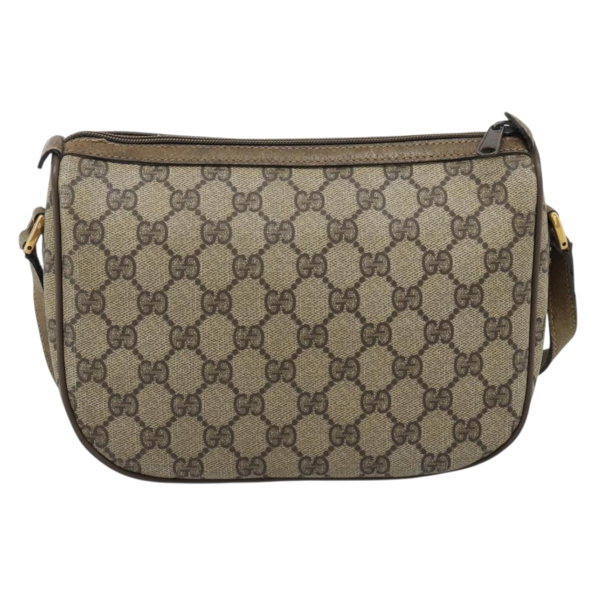 GUCCI GG Supreme Web Sherry Line Bag PVC Beige Gold 14 02 032 Auth 194578