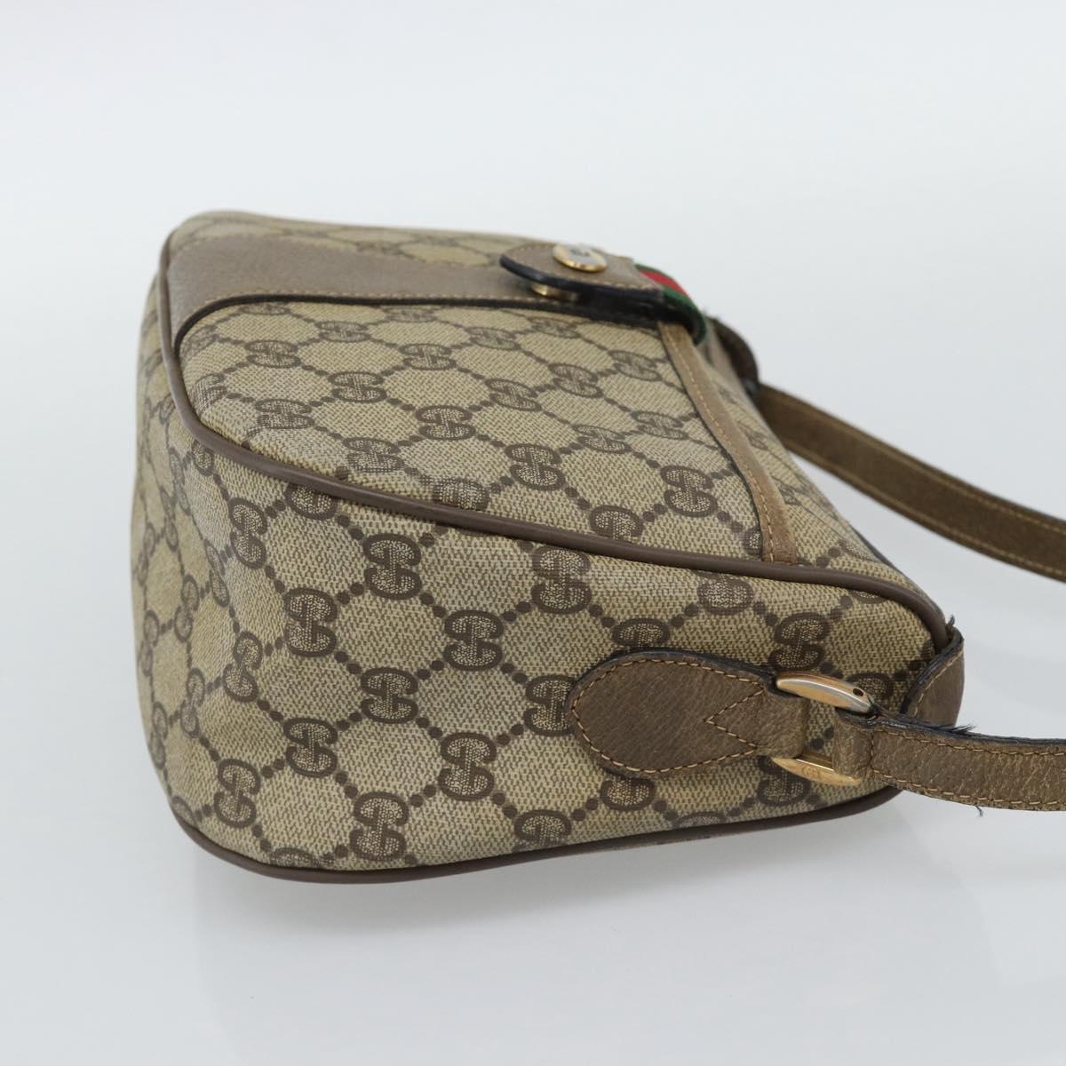GUCCI GG Supreme Web Sherry Line Bag PVC Beige Gold 14 02 032 Auth 194578
