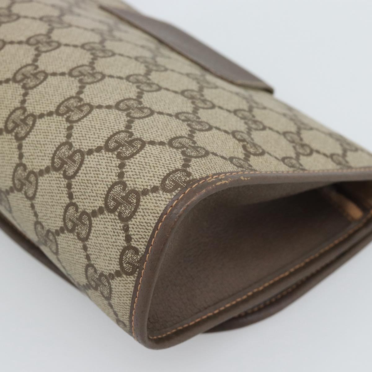 GUCCI GG Supreme Web Sherry Line Clutch Bag PVC Beige 156 01 030 Auth 194580