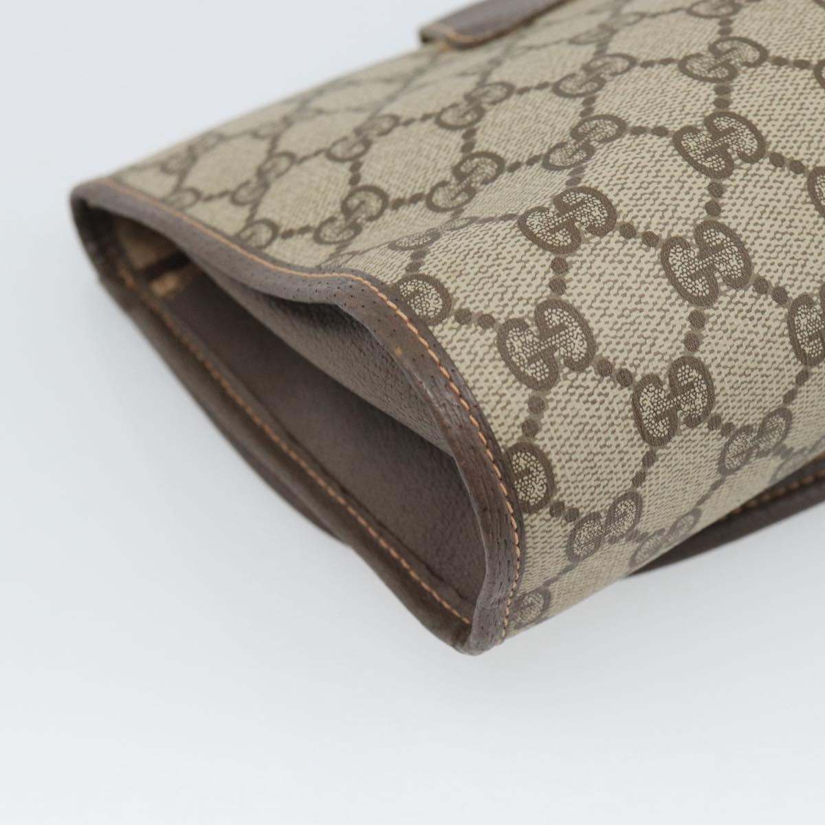 GUCCI GG Supreme Web Sherry Line Clutch Bag PVC Beige 156 01 030 Auth 194580