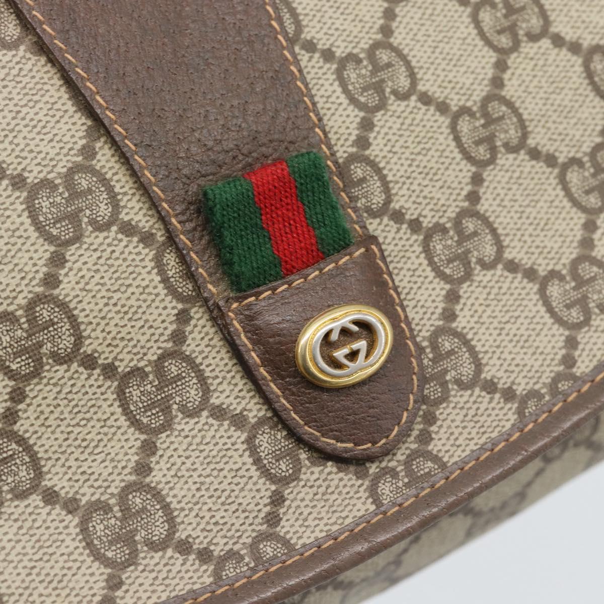 GUCCI GG Supreme Web Sherry Line Clutch Bag PVC Beige 156 01 030 Auth 194580