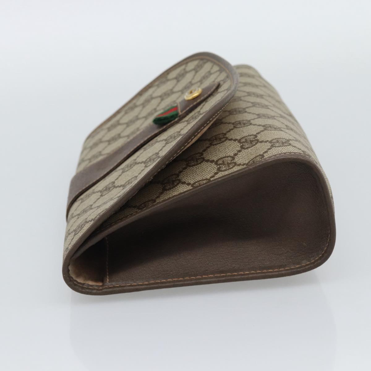 GUCCI GG Supreme Web Sherry Line Clutch Bag PVC Beige 156 01 030 Auth 194580