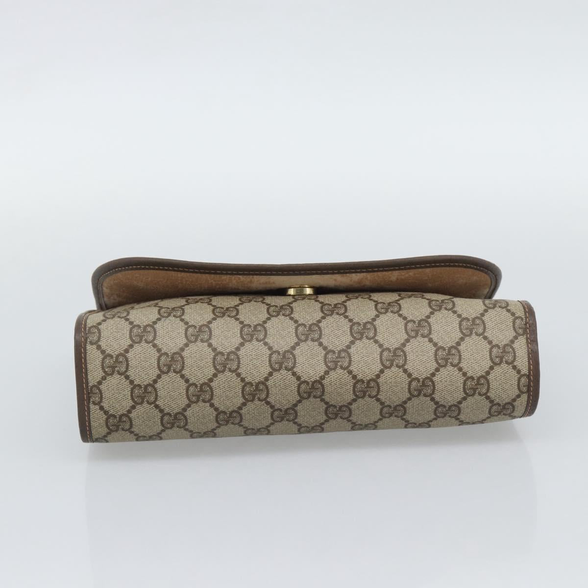 GUCCI GG Supreme Web Sherry Line Clutch Bag PVC Beige 156 01 030 Auth 194580