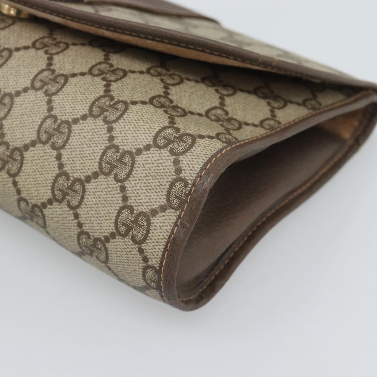 GUCCI GG Supreme Web Sherry Line Clutch Bag PVC Beige 156 01 030 Auth 194580