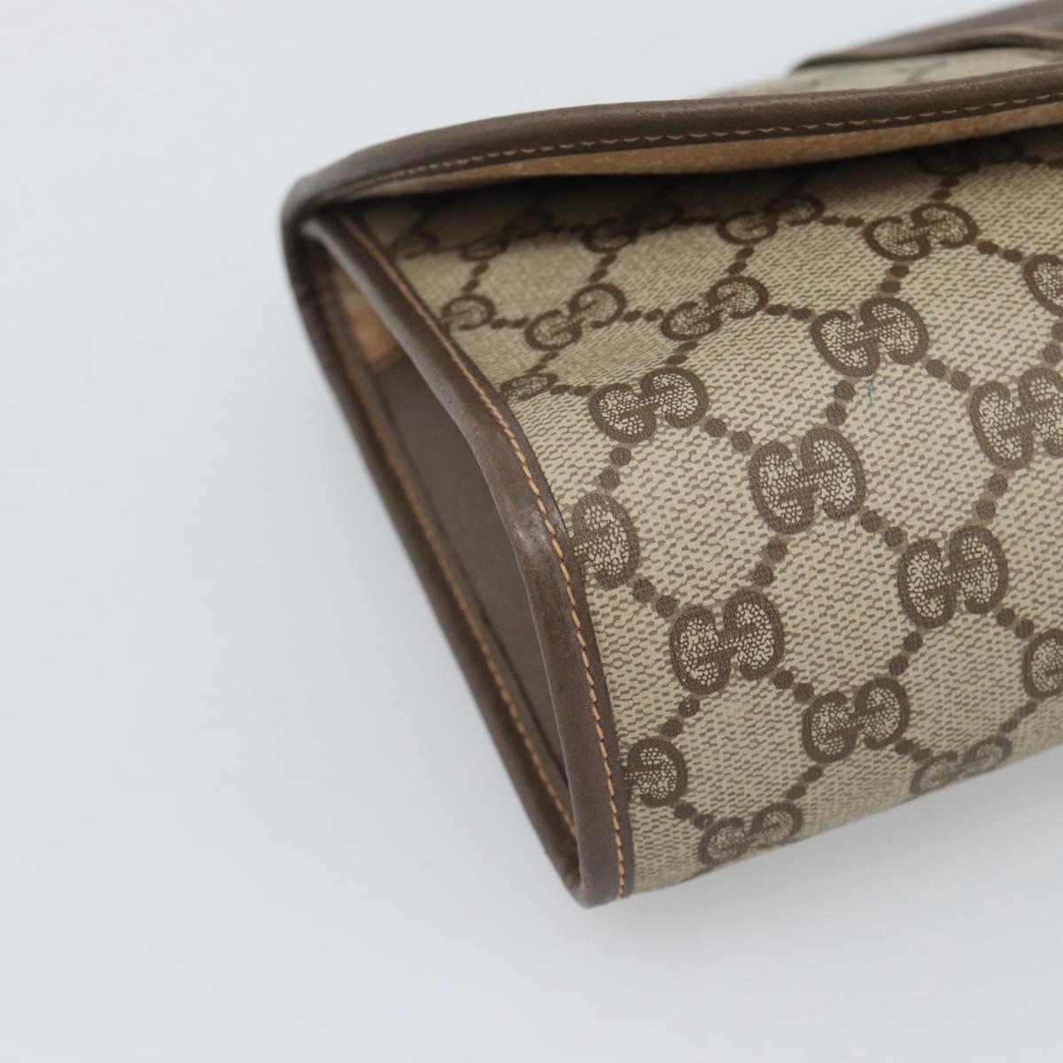 GUCCI GG Supreme Web Sherry Line Clutch Bag PVC Beige 156 01 030 Auth 194580