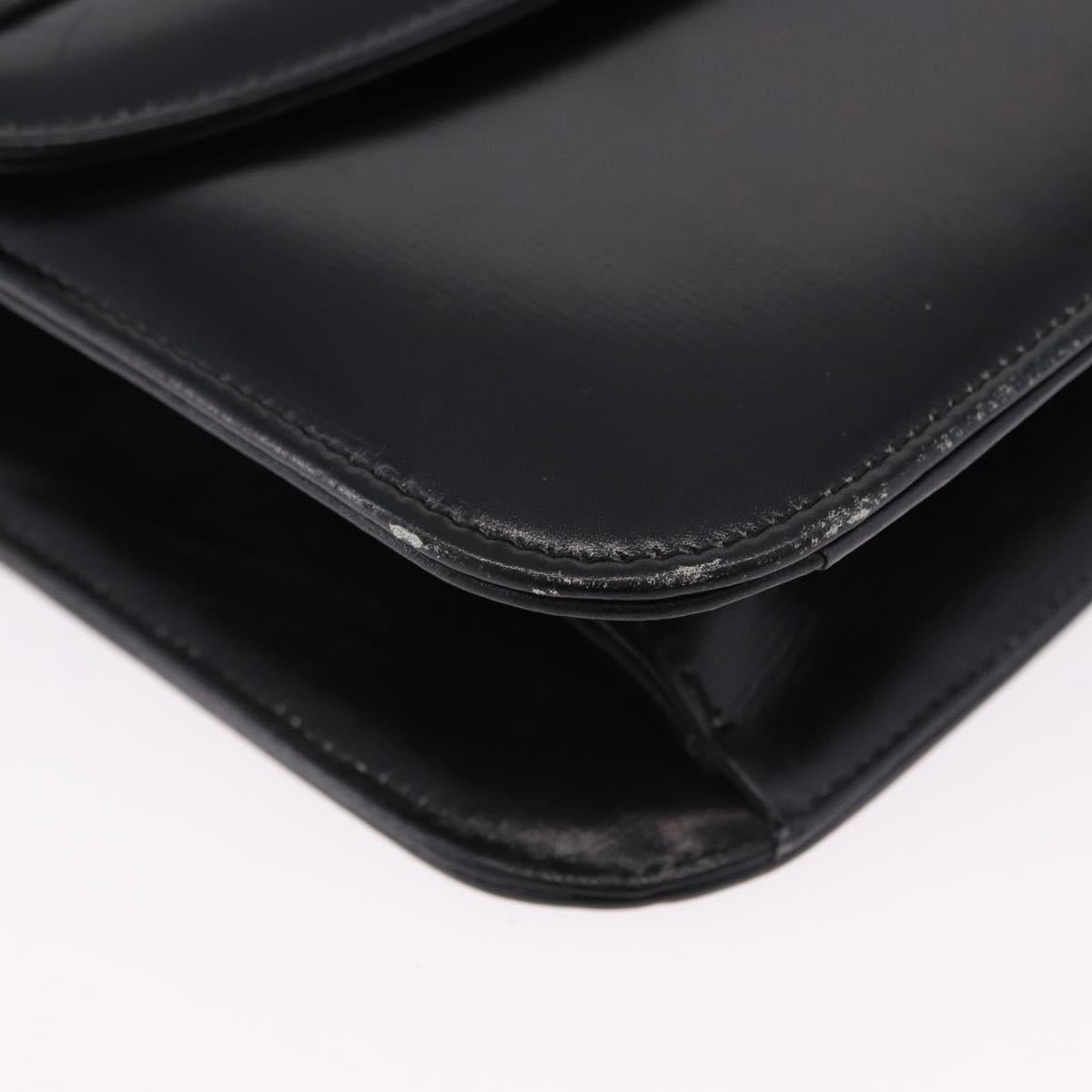 CELINE Horse Carriage Shoulder Bag Leather Black Gold Auth 194581