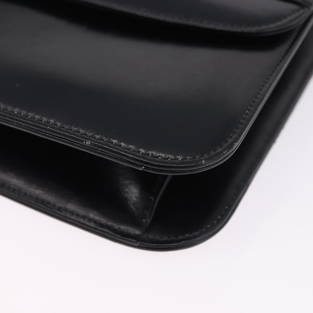 CELINE Horse Carriage Shoulder Bag Leather Black Gold Auth 194581