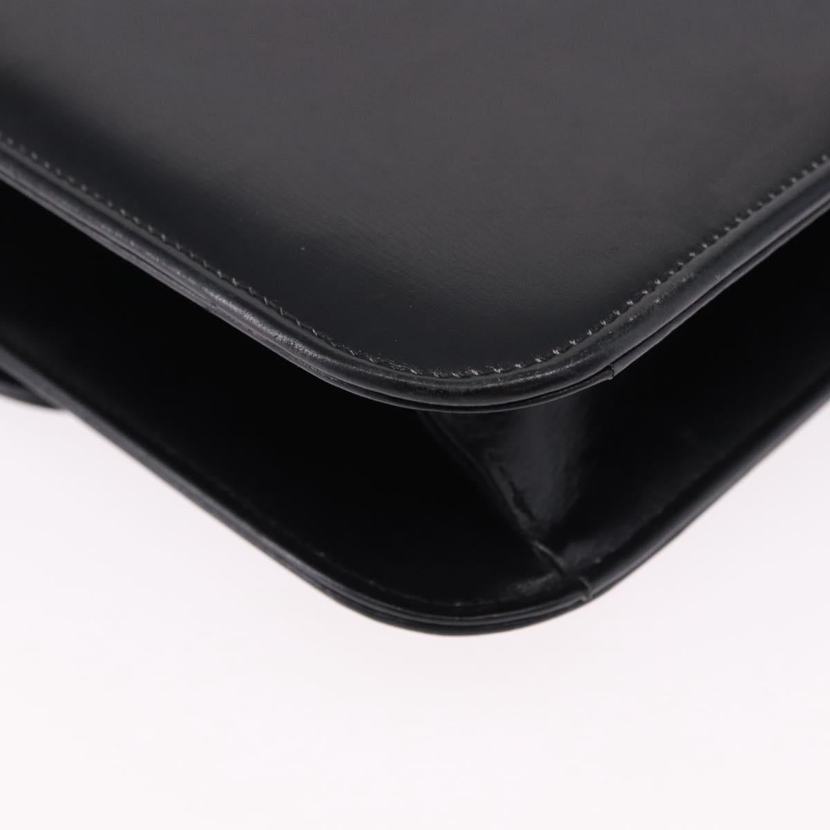 CELINE Horse Carriage Shoulder Bag Leather Black Gold Auth 194581