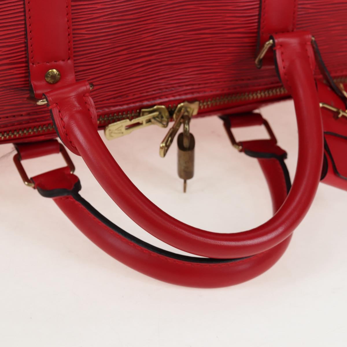 LOUIS VUITTON Epi Keepall 55 Boston Bag Red M42957 LV Auth 194589V