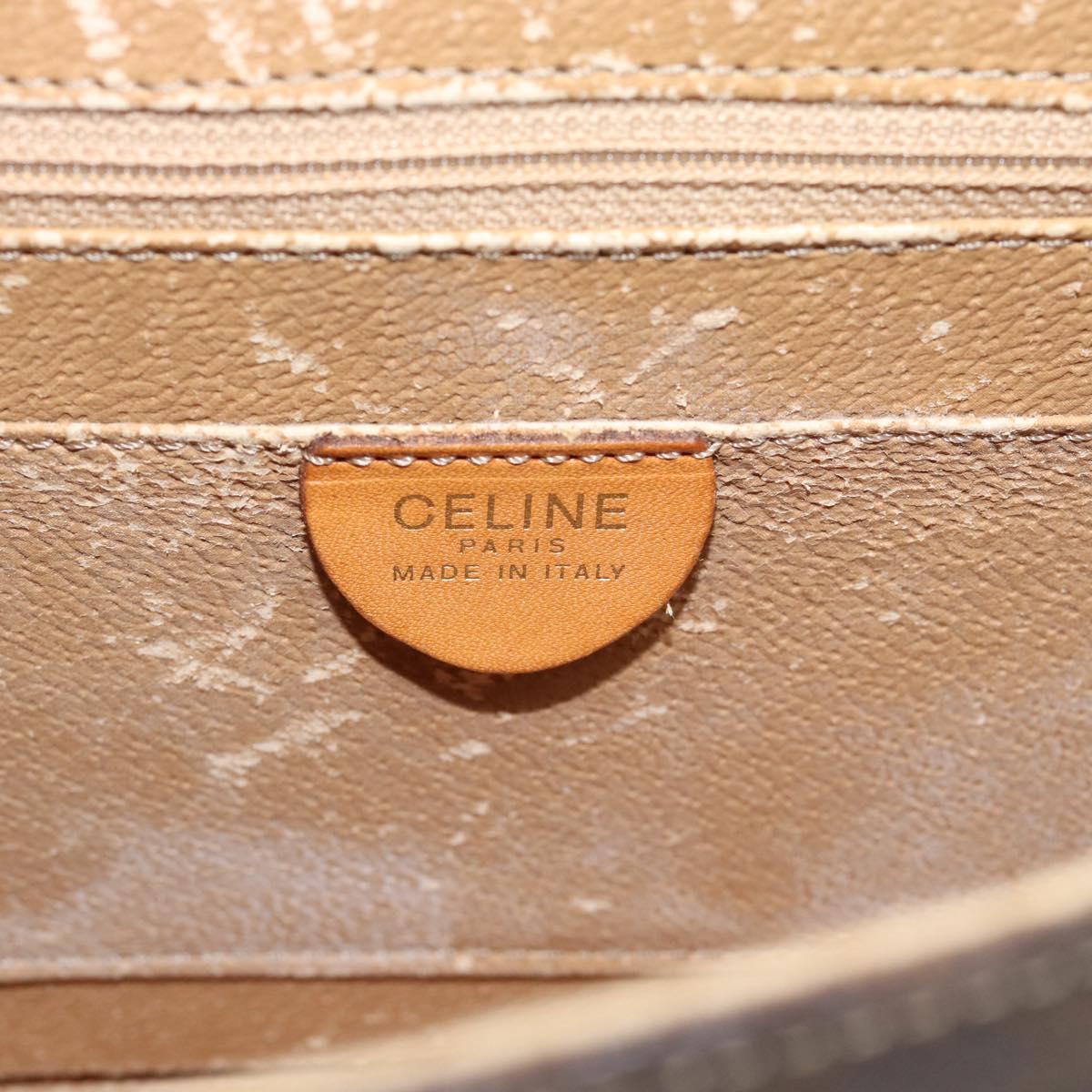 CELINE Macadam Canvas Star Ball Hand Bag PVC Leather 2way Brown Gold Auth 194593