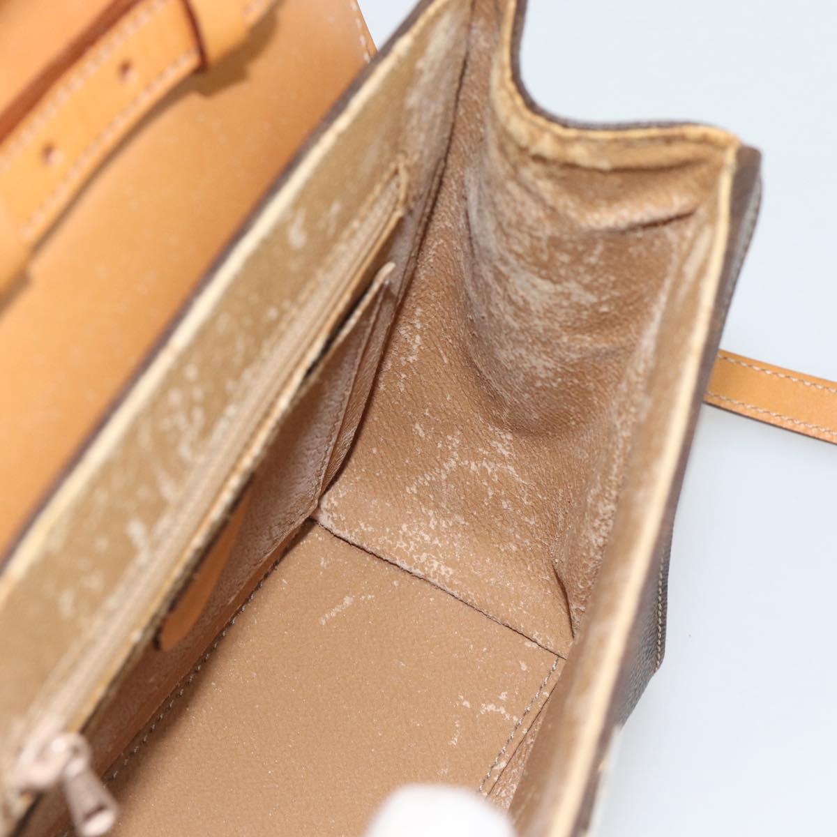 CELINE Macadam Canvas Star Ball Hand Bag PVC Leather 2way Brown Gold Auth 194593