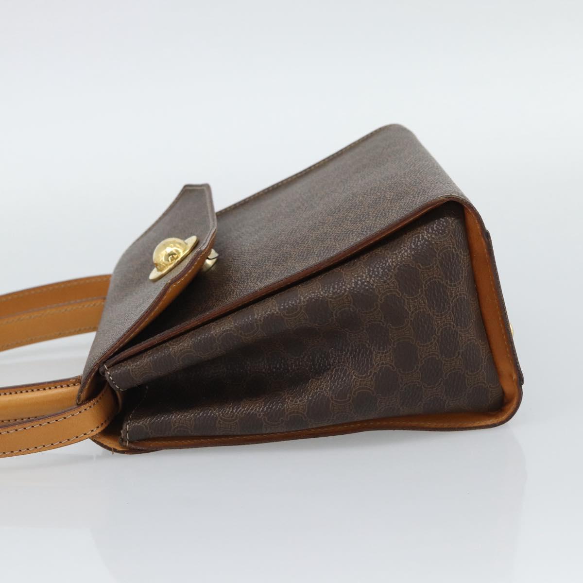 CELINE Macadam Canvas Star Ball Hand Bag PVC Leather 2way Brown Gold Auth 194593