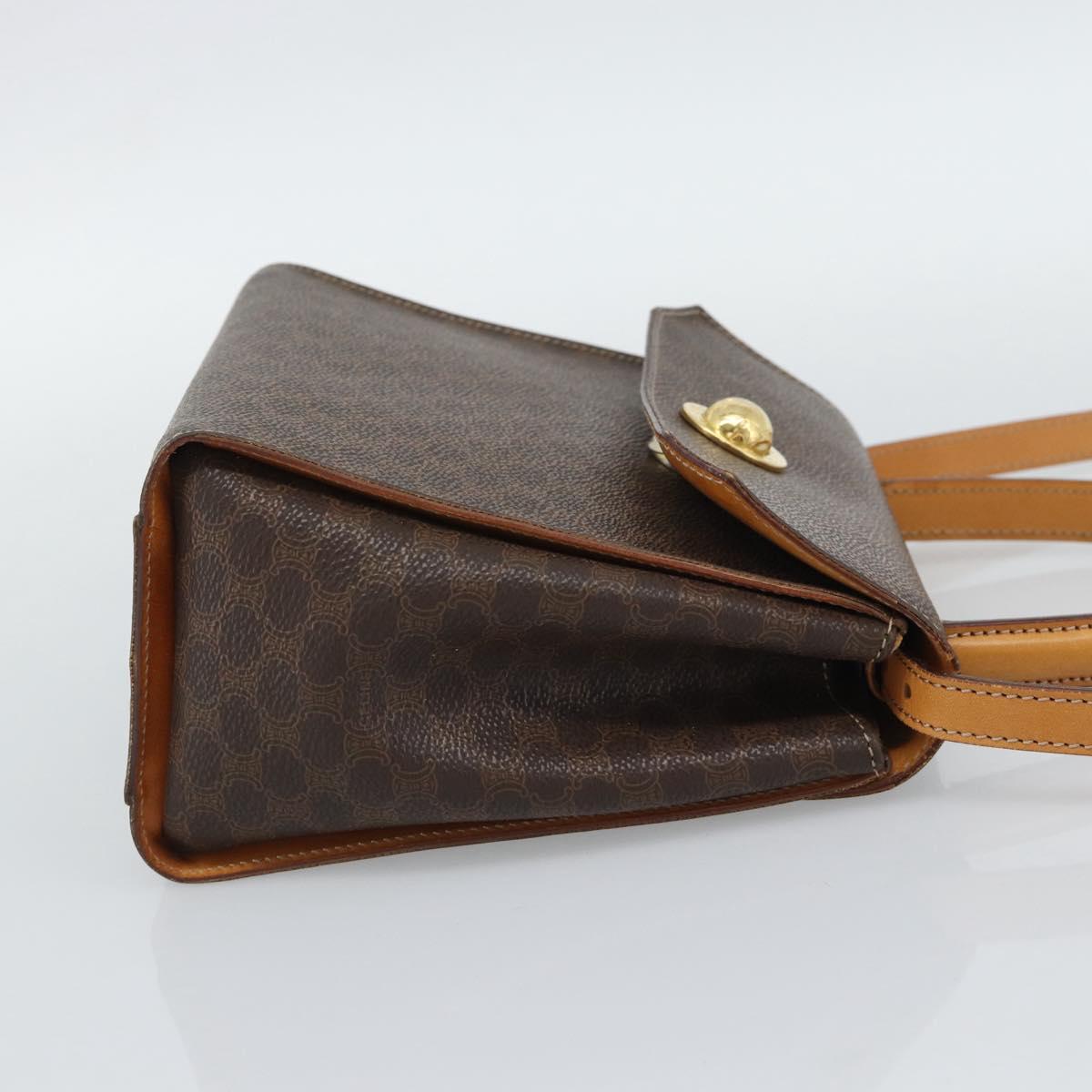 CELINE Macadam Canvas Star Ball Hand Bag PVC Leather 2way Brown Gold Auth 194593