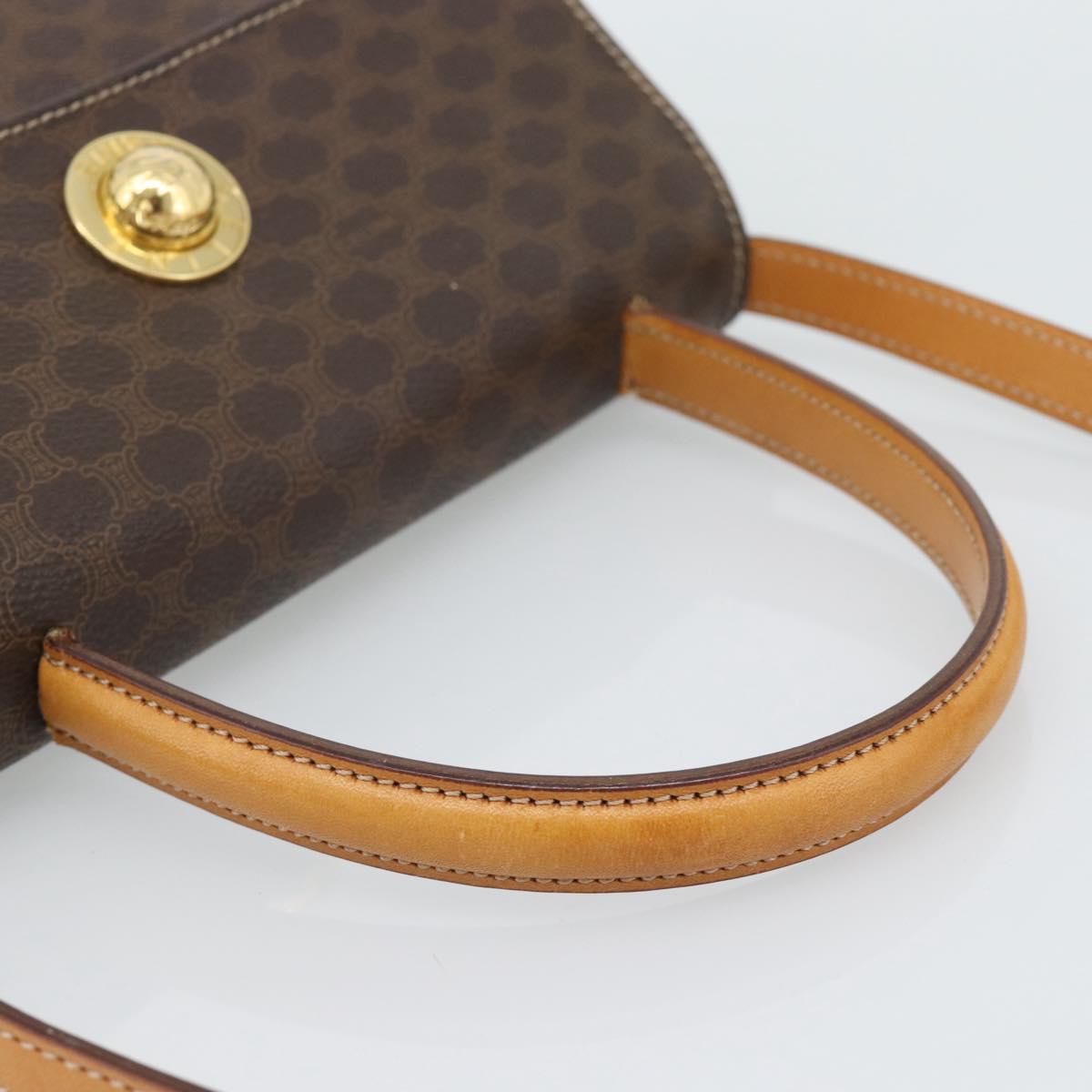 CELINE Macadam Canvas Star Ball Hand Bag PVC Leather 2way Brown Gold Auth 194593