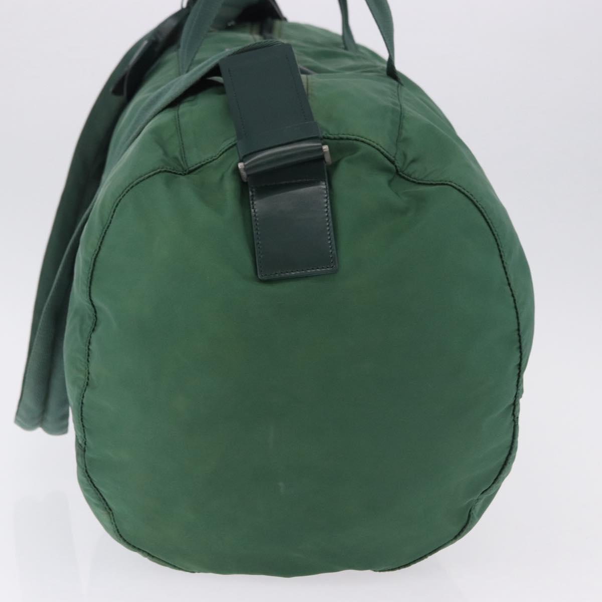 PRADA Boston Bag Nylon 2way Green Silver Auth 194594
