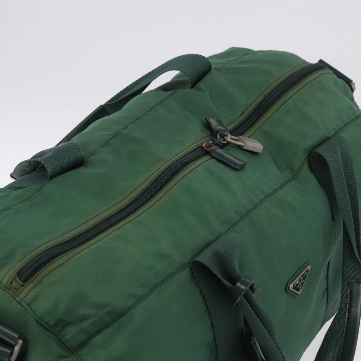 PRADA Boston Bag Nylon 2way Green Silver Auth 194594