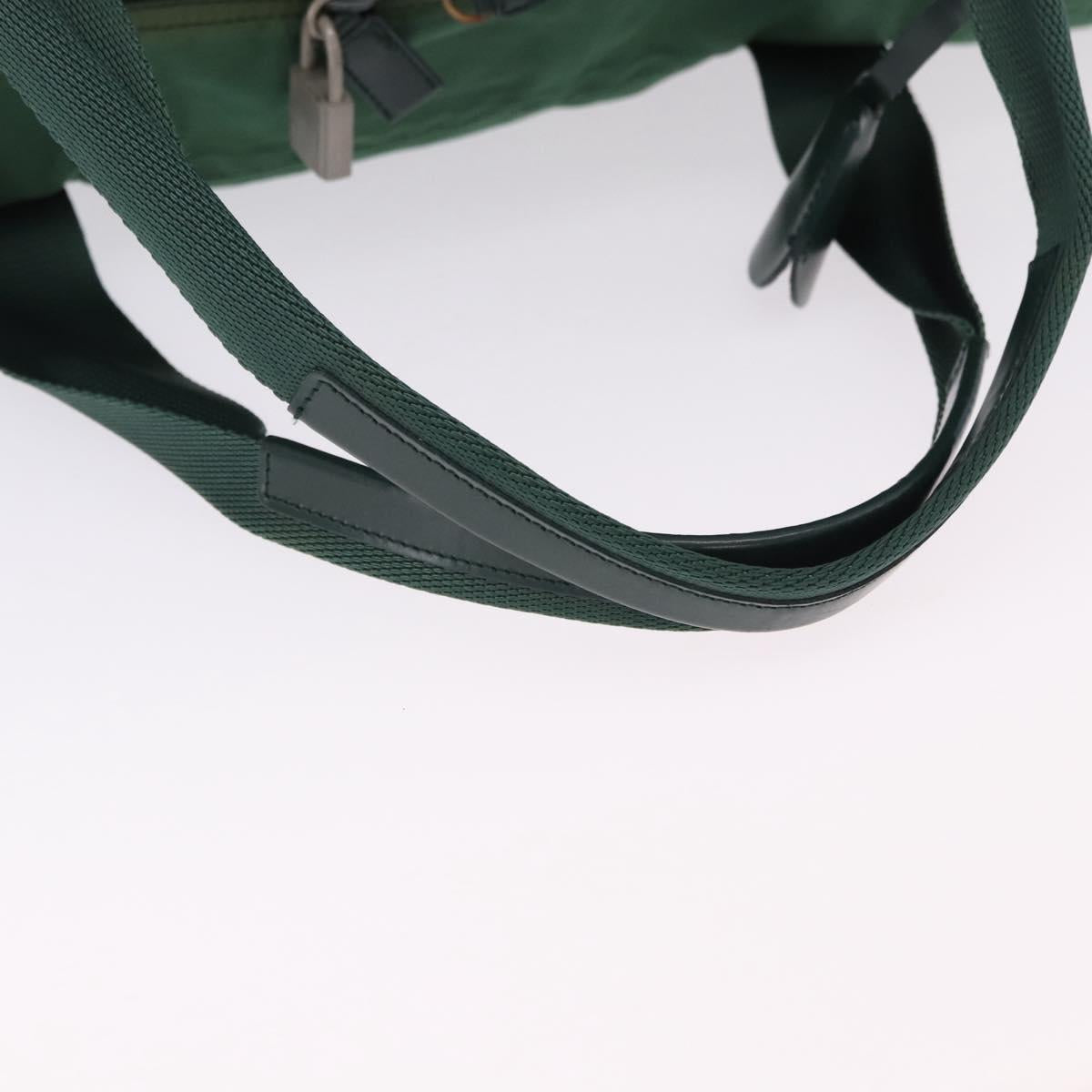 PRADA Boston Bag Nylon 2way Green Silver Auth 194594