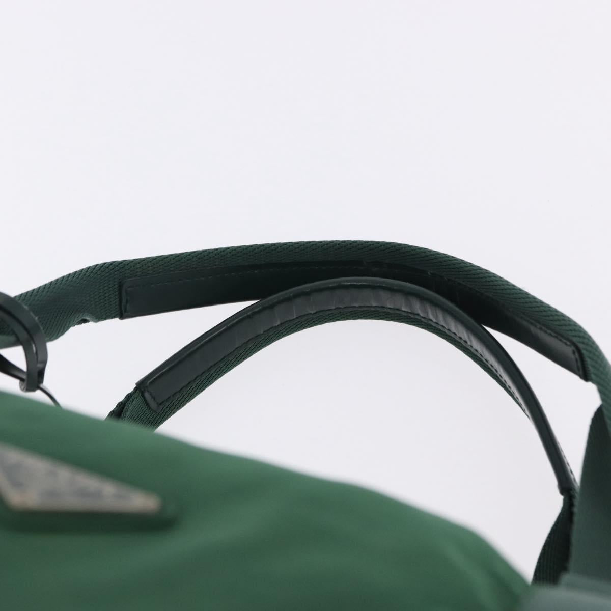 PRADA Boston Bag Nylon 2way Green Silver Auth 194594