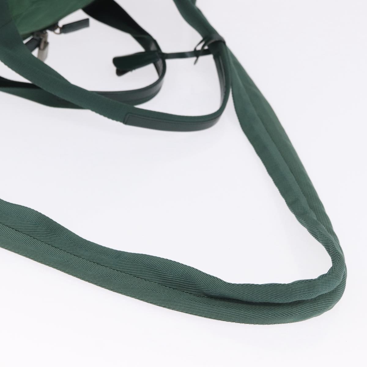 PRADA Boston Bag Nylon 2way Green Silver Auth 194594