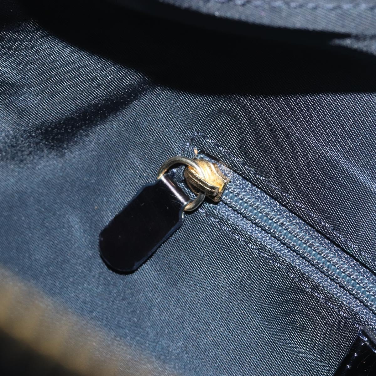 Christian Dior Trotter Canvas Hand Bag PVC Navy Gold Auth 194595V